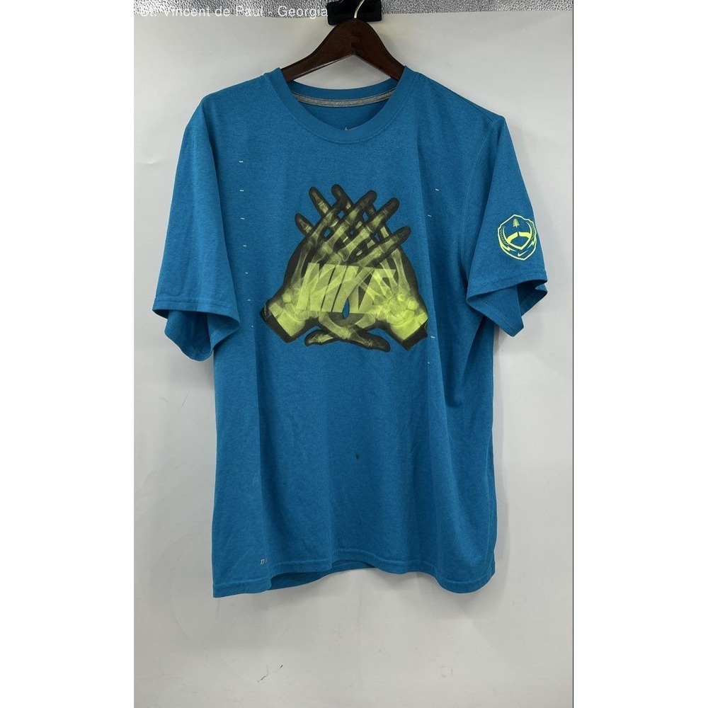 Nike Blue Dri-fit Vapor Jet Glow in the Dark Football T Shirt Men's L Athletic